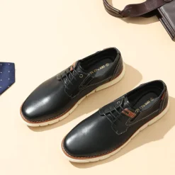[CrossFlex NeatPolish-] Men's Vegan Leather Oxford Dress Sneakers