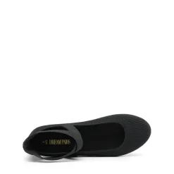 Crossover Ankle Strap Knit Ballet Flats