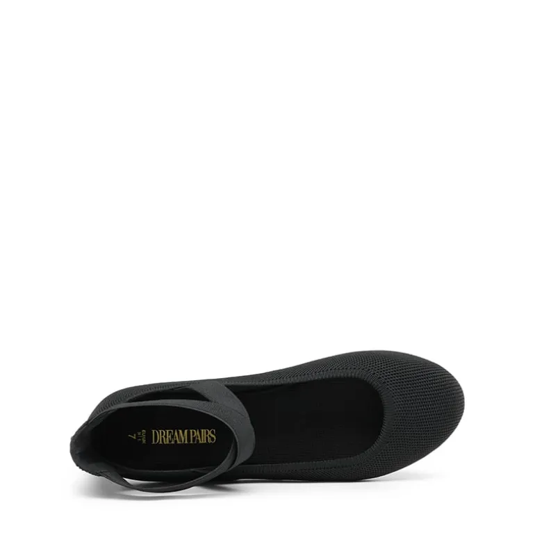 Crossover Ankle Strap Knit Ballet Flats
