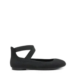 Crossover Ankle Strap Knit Ballet Flats