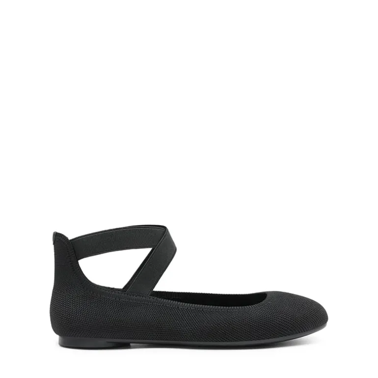 Crossover Ankle Strap Knit Ballet Flats