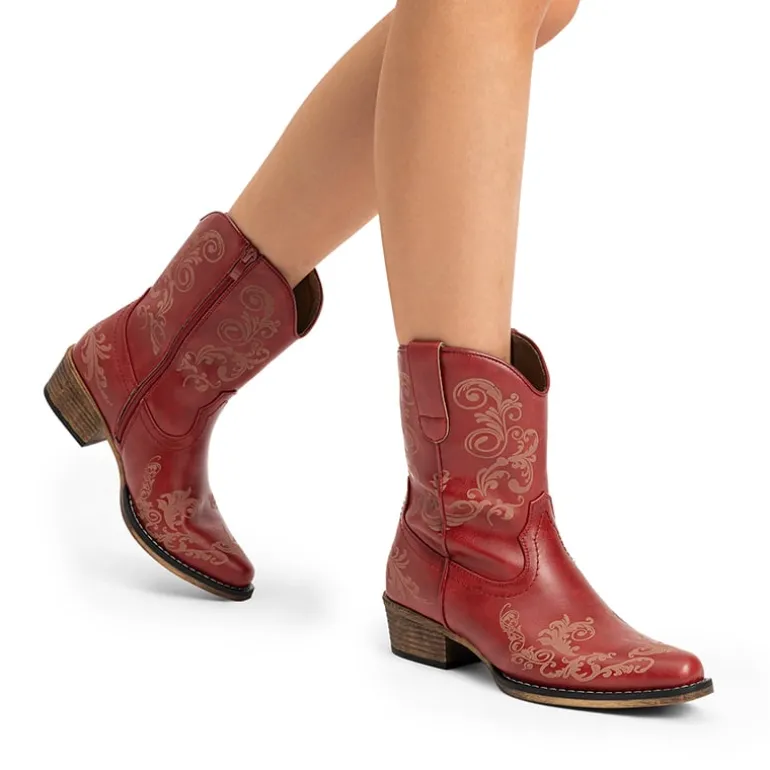 Cuban Heel Cowgirl Ankle Boots