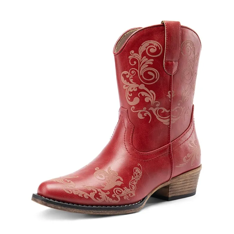 Cuban Heel Cowgirl Ankle Boots