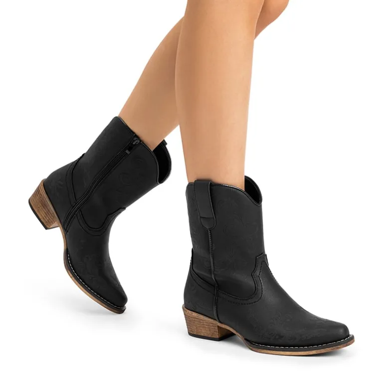 Cuban Heel Cowgirl Ankle Boots