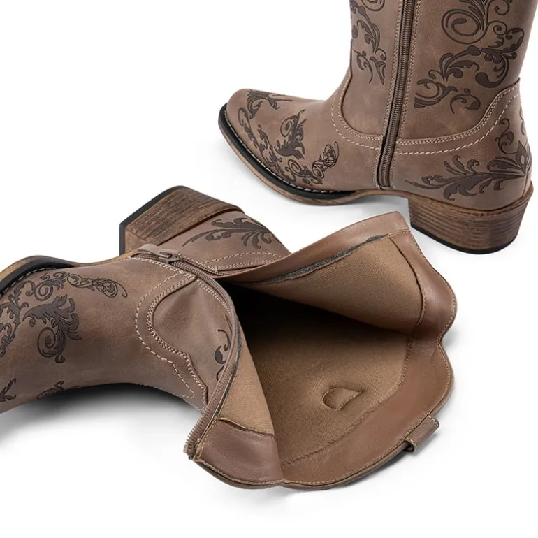 Cuban Heel Cowgirl Ankle Boots