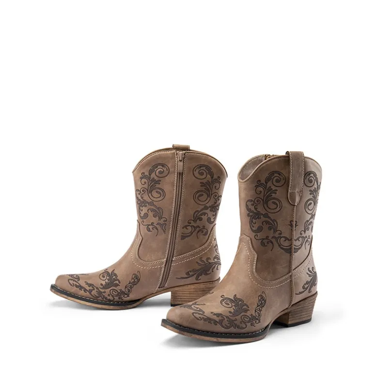 Cuban Heel Cowgirl Ankle Boots