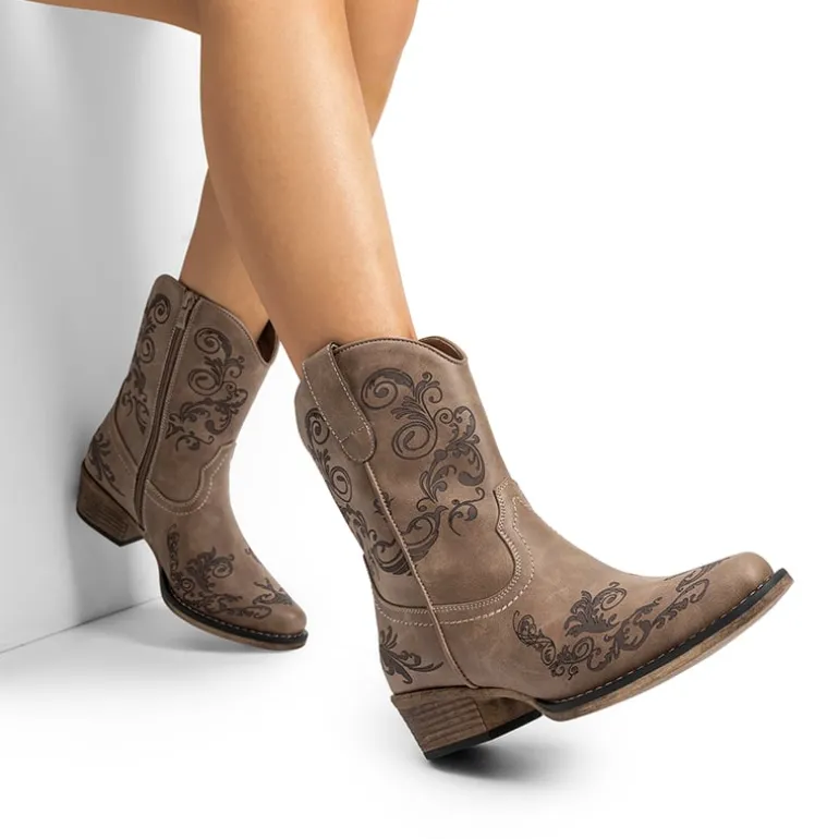 Cuban Heel Cowgirl Ankle Boots