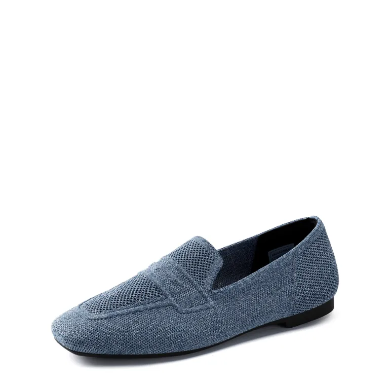 Cushioned Square Toe Knit Loafers