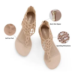 Cute Rhinestone Flat Sandals