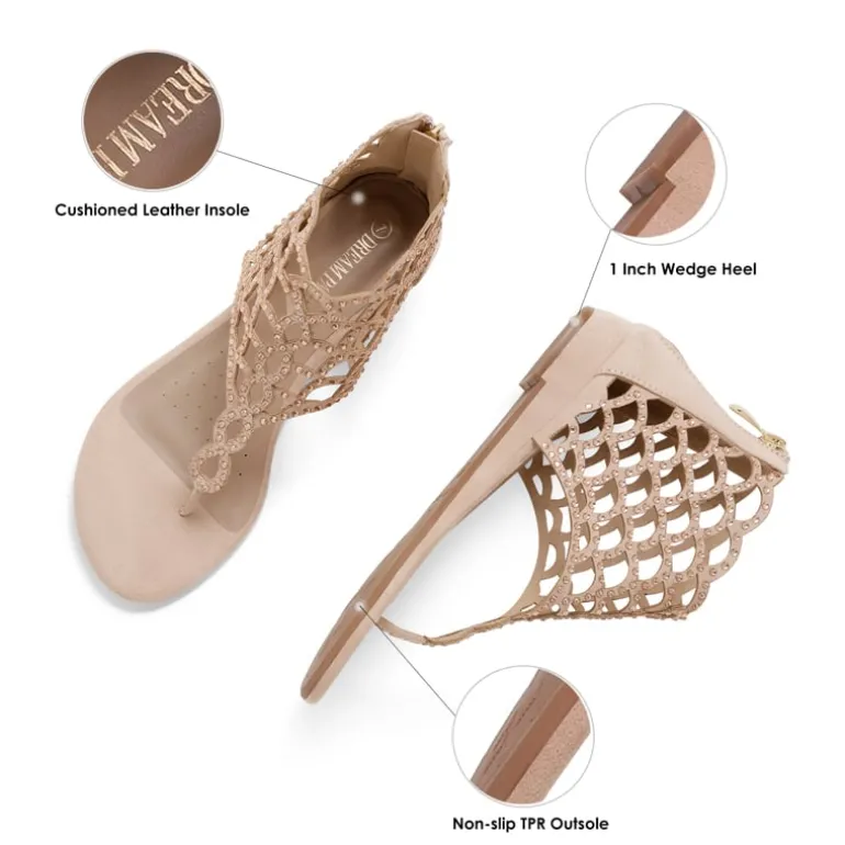 Cute Rhinestone Flat Sandals