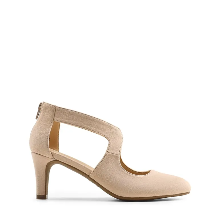 Cutout Pointy Toe Kitten Heel Pumps