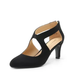 Cutout Pointy Toe Kitten Heel Pumps