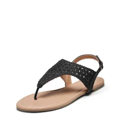 Cut Out Rhinestone Flat Sandals