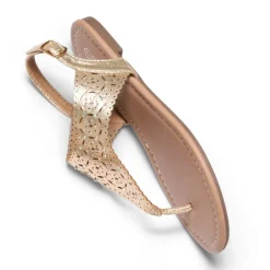 Cut Out Rhinestone Flat Sandals
