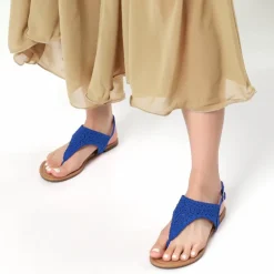 Cut Out Rhinestone Flat Sandals