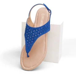 Cut Out Rhinestone Flat Sandals