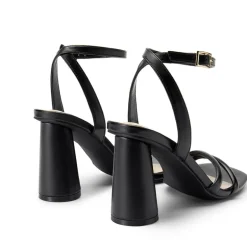 Cylindrical Ankle-Strap Heel Sandals