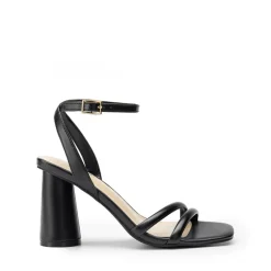 Cylindrical Ankle-Strap Heel Sandals
