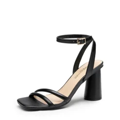 Cylindrical Ankle-Strap Heel Sandals