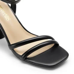 Cylindrical Ankle-Strap Heel Sandals