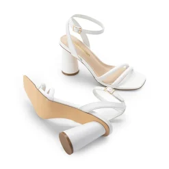 Cylindrical Ankle-Strap Heel Sandals