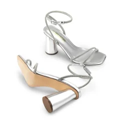Cylindrical Ankle-Strap Heel Sandals