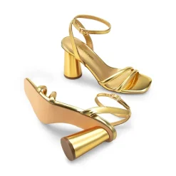 Cylindrical Ankle-Strap Heel Sandals