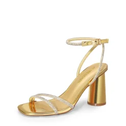 Cylindrical Ankle-Strap Heel Sandals