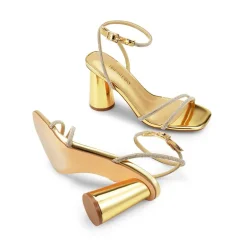 Cylindrical Ankle-Strap Heel Sandals