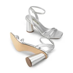 Cylindrical Ankle-Strap Heel Sandals