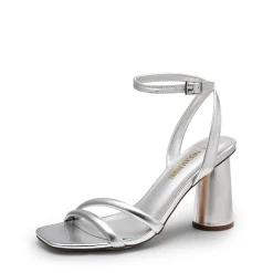 Cylindrical Ankle-Strap Heel Sandals