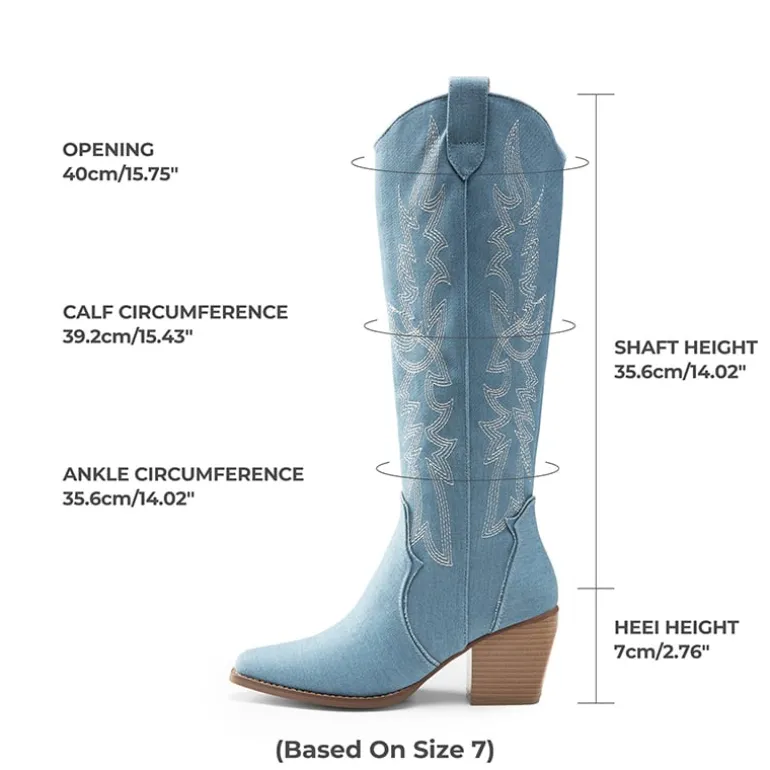 Dallas Embroidered Western Cowboy Knee High Boots