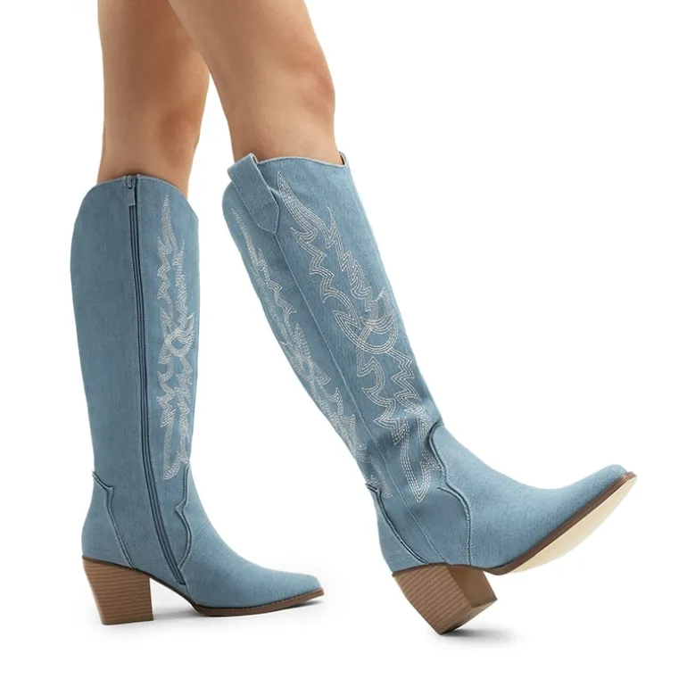 Dallas Embroidered Western Cowboy Knee High Boots