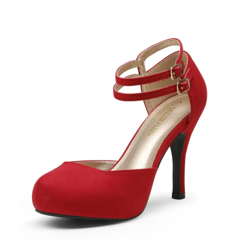 Double Ankle Strap Heel Pumps