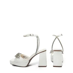 Double Bowknots Rhinestone Chunky Sandals
