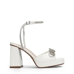 Double Bowknots Rhinestone Chunky Sandals