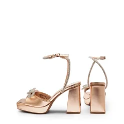 Double Bowknots Rhinestone Chunky Sandals