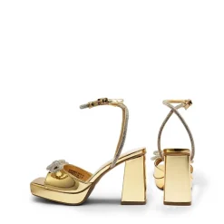 Double Bowknots Rhinestone Chunky Sandals