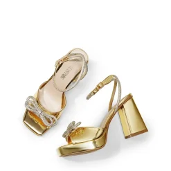Double Bowknots Rhinestone Chunky Sandals