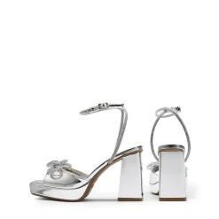Double Bowknots Rhinestone Chunky Sandals