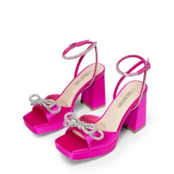 Double Bowknots Rhinestone Chunky Sandals