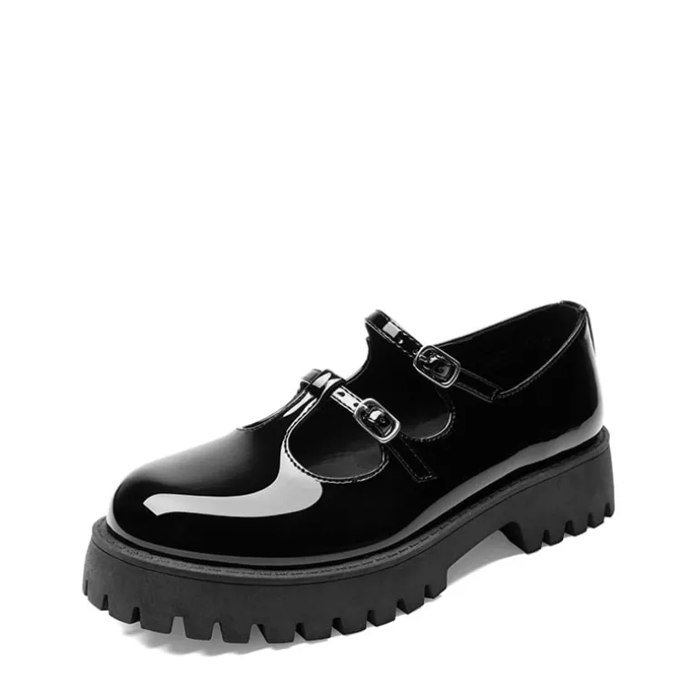 Double-strap Mary Jane Chunky Pumps