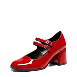 Double Straps Mary Janes Chunky Pumps