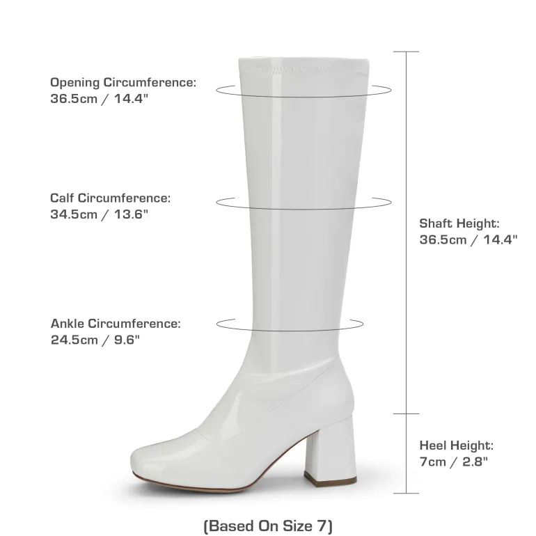 Dreamy Desire Square Toe Chunky Knee High Gogo Boots