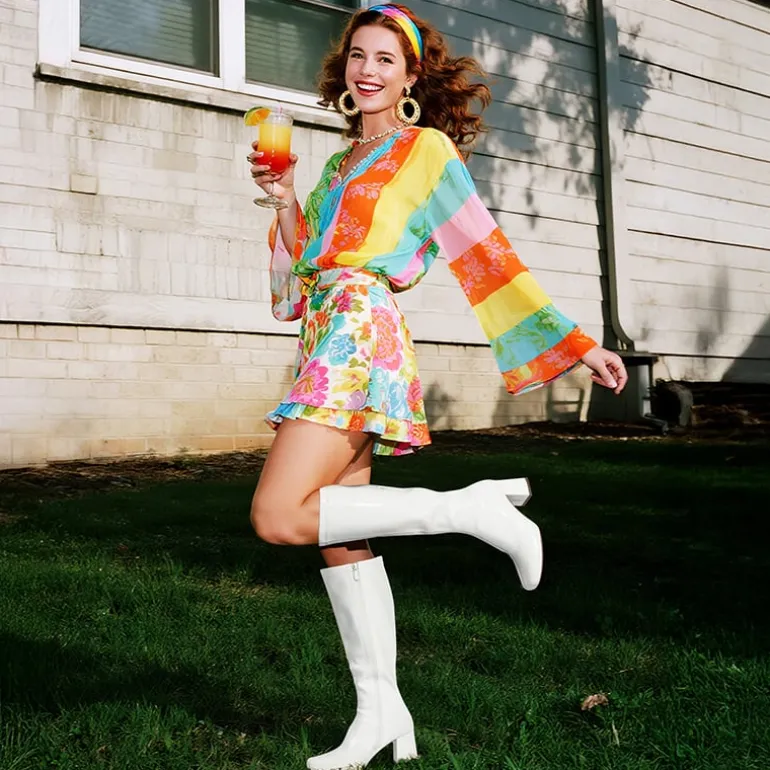 Dreamy Desire Square Toe Chunky Knee High Gogo Boots