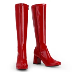 Dreamy Desire Square Toe Chunky Knee High Gogo Boots