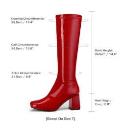 Dreamy Desire Square Toe Chunky Knee High Gogo Boots