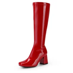 Dreamy Desire Square Toe Chunky Knee High Gogo Boots