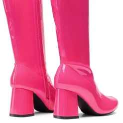 Dreamy Desire Square Toe Chunky Knee High Gogo Boots