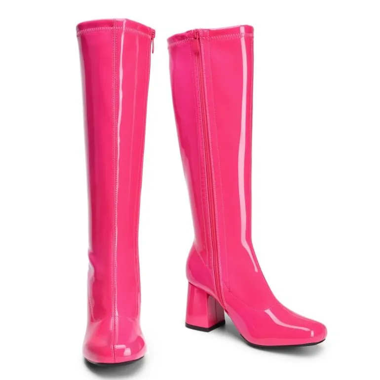 Dreamy Desire Square Toe Chunky Knee High Gogo Boots
